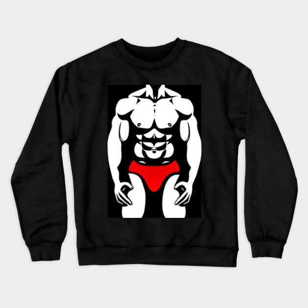 Muscle Man Physique Red Speedo Crewneck Sweatshirt by ArtFactoryAI